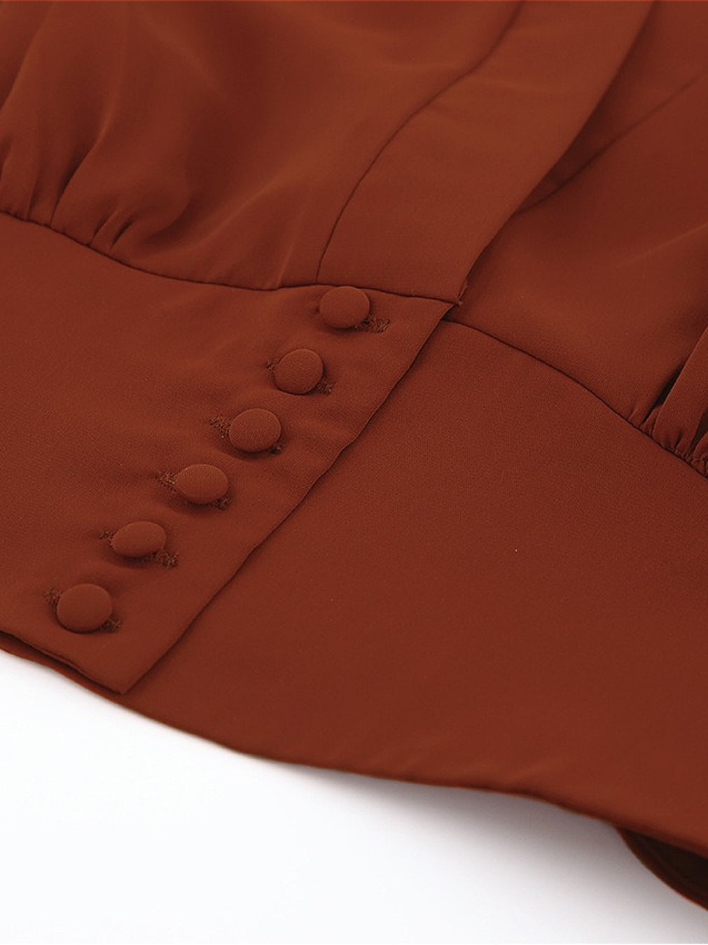 Vintage Lantern Sleeve V-Neck Slim Fit Blouse image 3