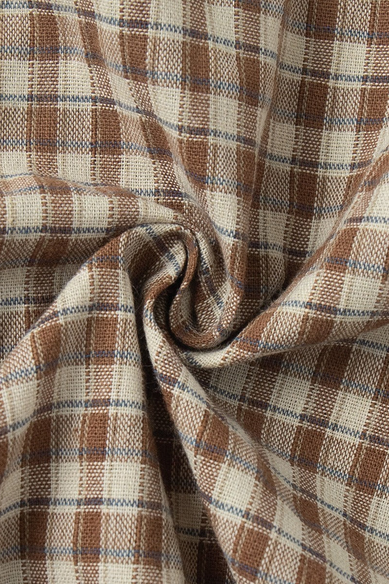 Plaid Ruffled Tie Lapel Slim Blouse image 4