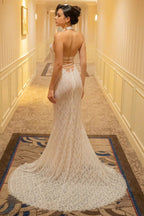 Vintage Lace Off Shoulder Mermaid Train Reception Dress image 4
