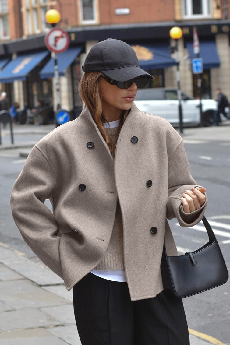 Brown Woolen Double Breasted Jacket image 3