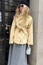 Solid Color Belted Midi Wool Blend Coat image 2