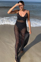 Polka Dot Sheer Backless Tie Maxi Dress image 5