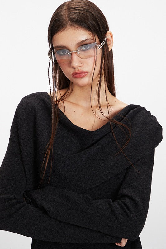 Cowl Neck Chic Fitted Knit Top image 2