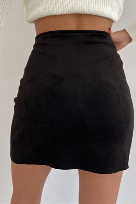 Button Front Velvet Bodycon Skirt image 3