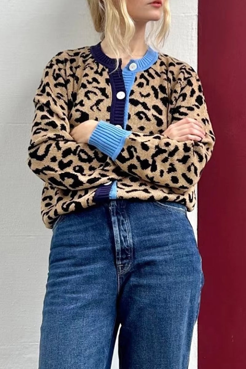 Y2K Vintage Leopard Knit Cardigan image 1