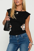 Design Floral Hollow Casual T-shirt image 1