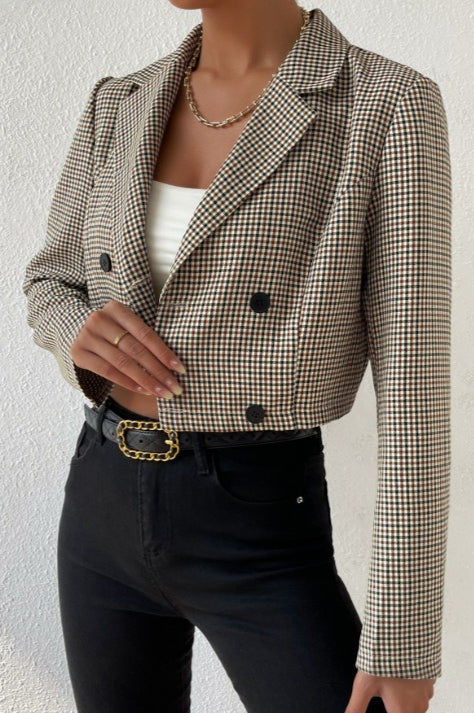 Houndstooth Cropped Blazer image 5