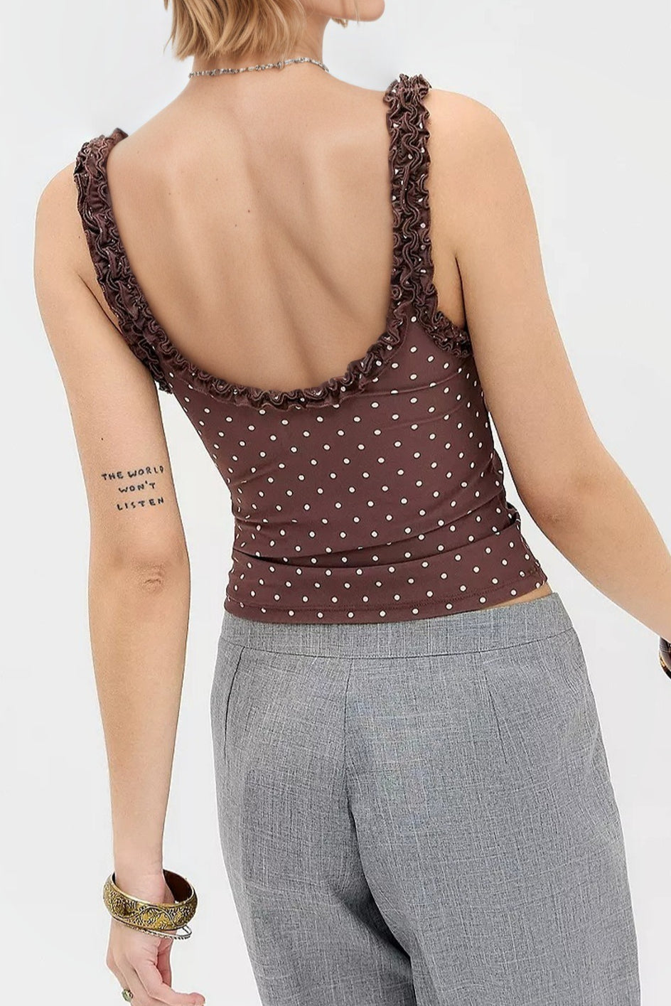 Chic Sexy Polka Dot Ruffle Cami Top image 3