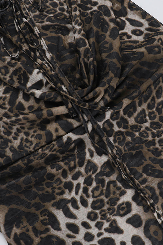 Elegant Cowl Leopard Slip Maxi Dress image 5