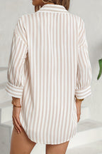 Striped Long Sleeve Pocket Button-Down Blouse image 5