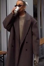 Elegant Casual Solid Color Double-Breasted Long Overcoat image 1