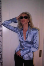 Slim Fit Collared Buttoned Long Sleeve Blouse image 6