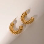 Selene C-Hoop Earrings detail view styled for Avrienne