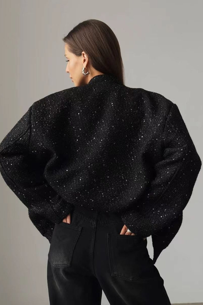 Pearl Embellished Cropped Aviation Jacket image 4