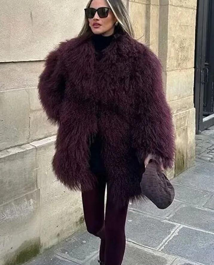Faux Fur Loose Long Sleeve Coat image 2