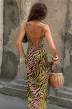 Sexy Satin Cami Backless Bodycon Maxi Dress image 4