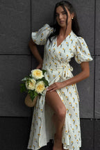 Printed Puff Sleeve Cotton Midi Dress image 17
