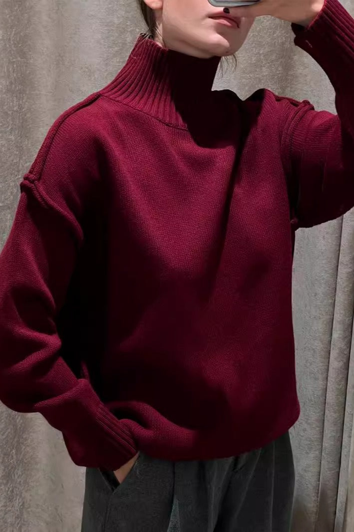 High Neck Patchwork Knit Sweater image 5