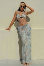 Vacation Halter Open Back Slinky Maxi Dress image 5