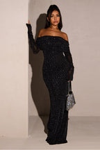 Sequin Off-Shoulder Fitted Party Dress image 1