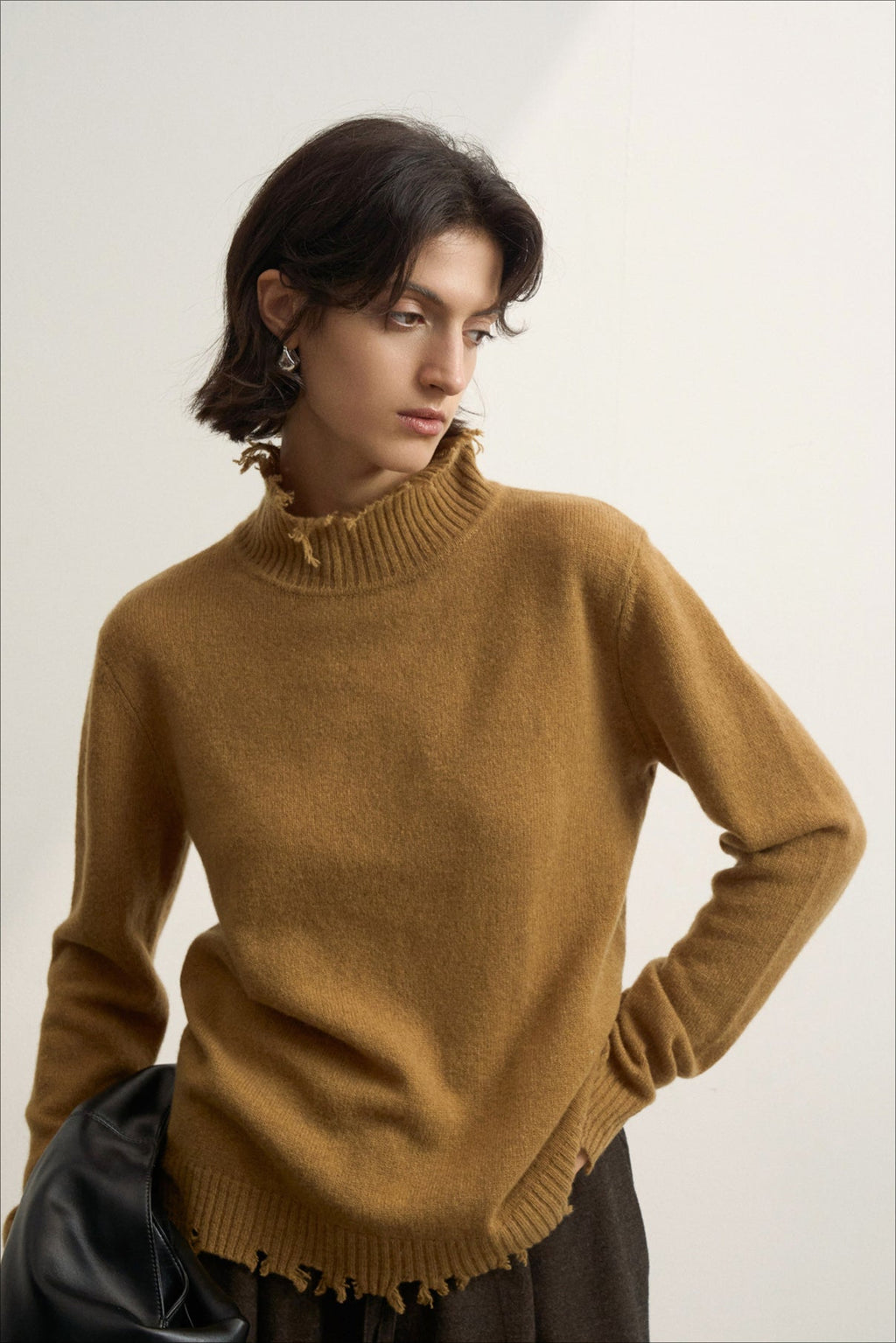 Fringed High Neck Knit Sweater image 4