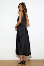 Sexy Satin Slit Hem Backless Midi Dress image 9