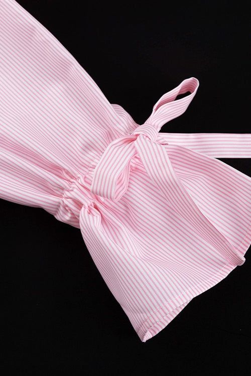 Casual Striped Ruffle Sleeve Blouse image 6