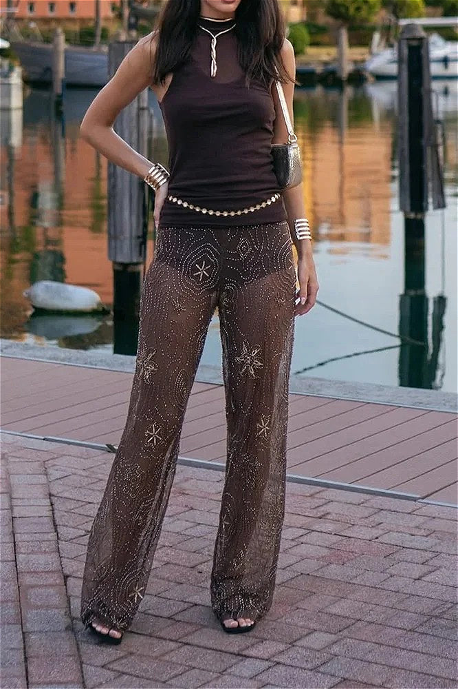 Transparent Sequin Wide Leg Pant image 1