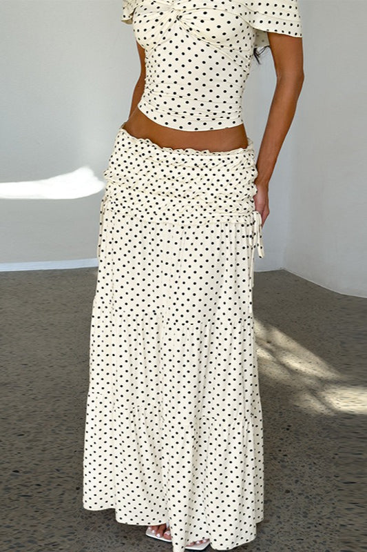 Polka Dot Strapless Side Bow Maxi Skirt Set image 7