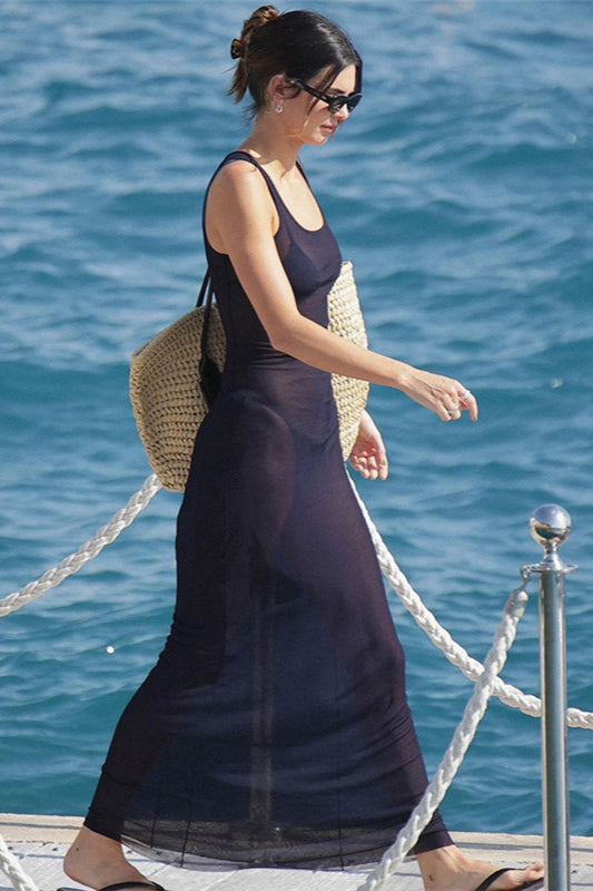 Sexy Sheer Mesh Beach Resort Maxi Dress image 3