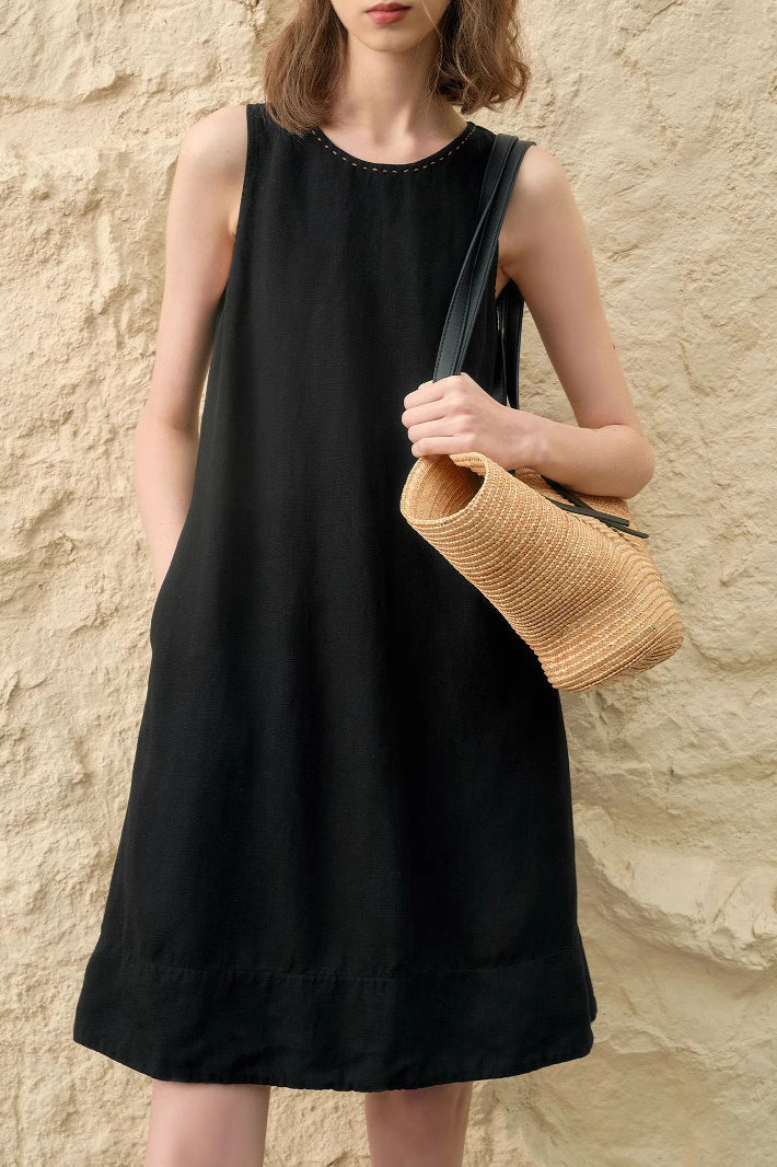 Elegant Tencel Linen Midi Dress image 3