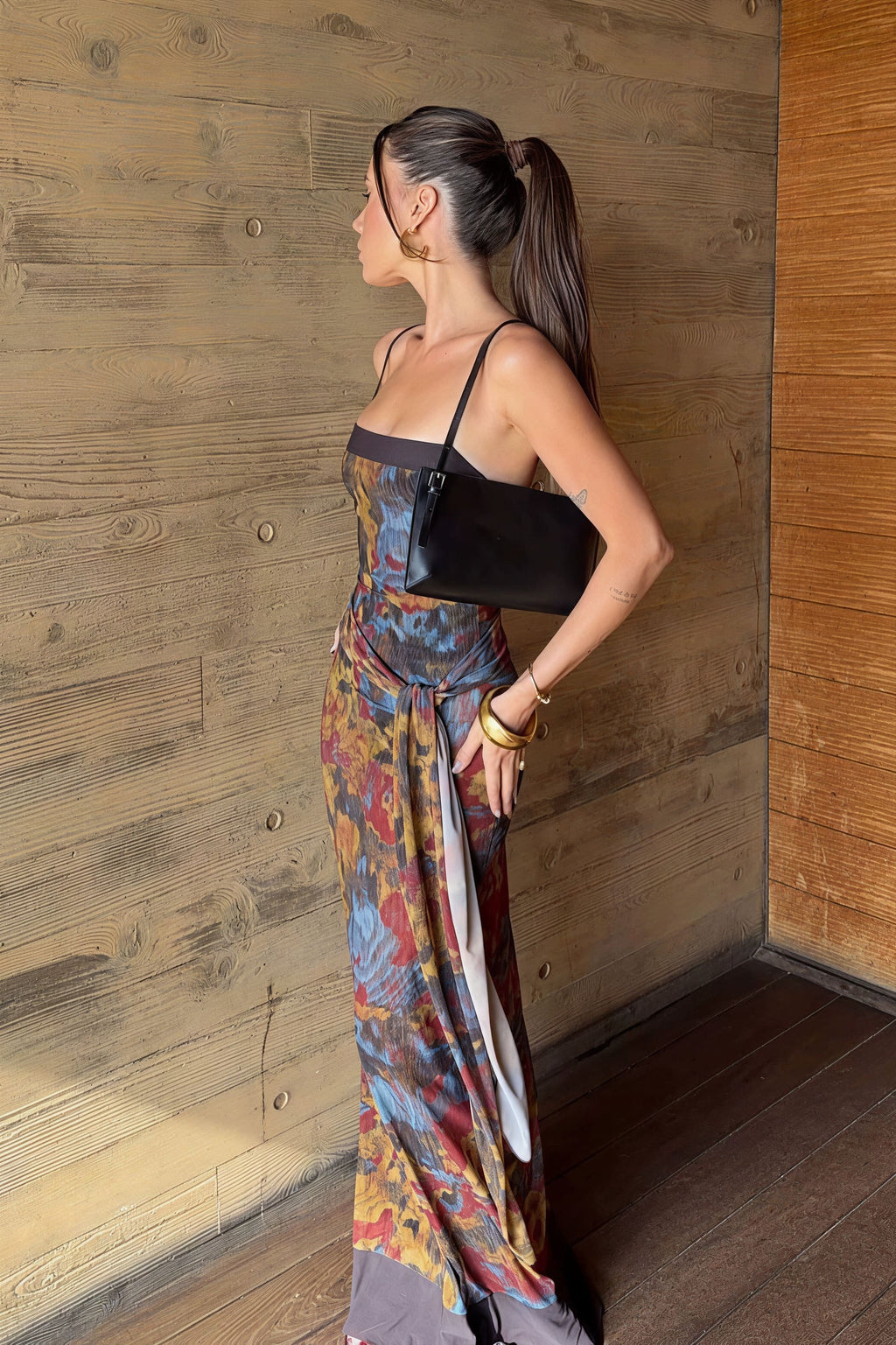 Vintage Contrast Print Cami Maxi Dress image 4