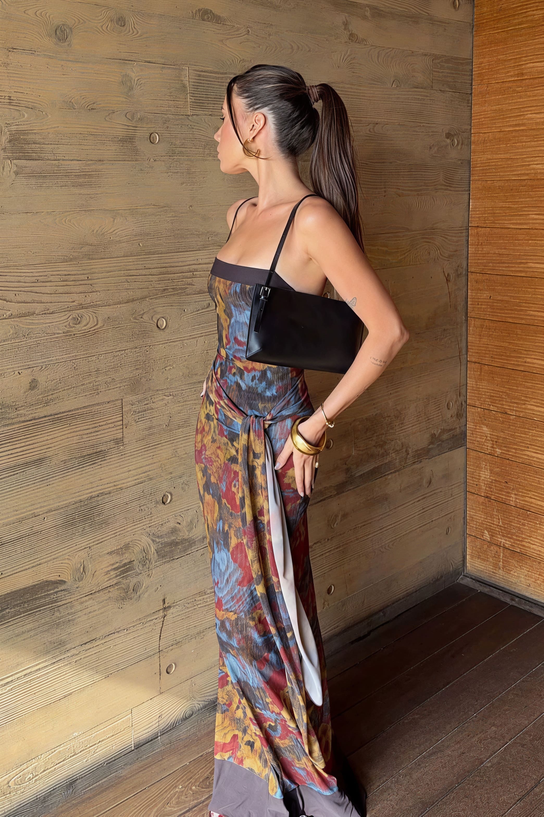 Vintage Contrast Print Cami Maxi Dress image 4