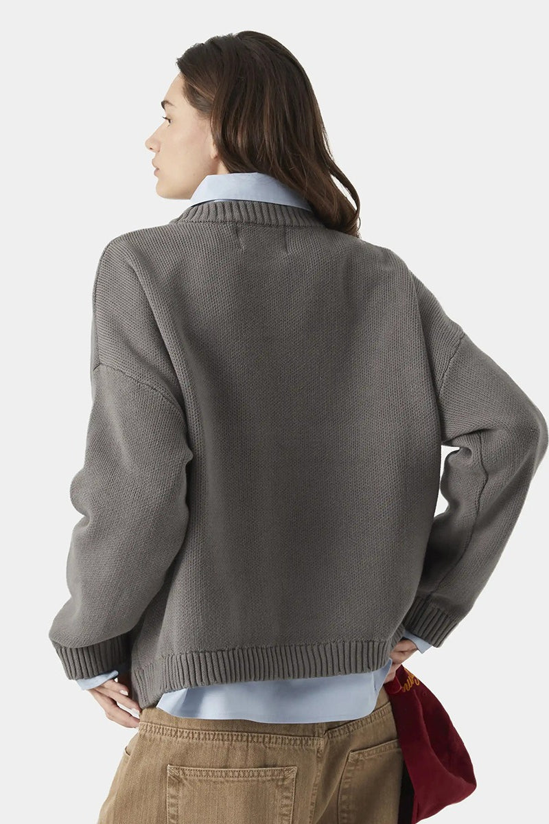 Embroidery Knit Slouchy Pullover Blouse image 4