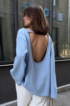 Backless Loose Fit Knit Blouse image 2