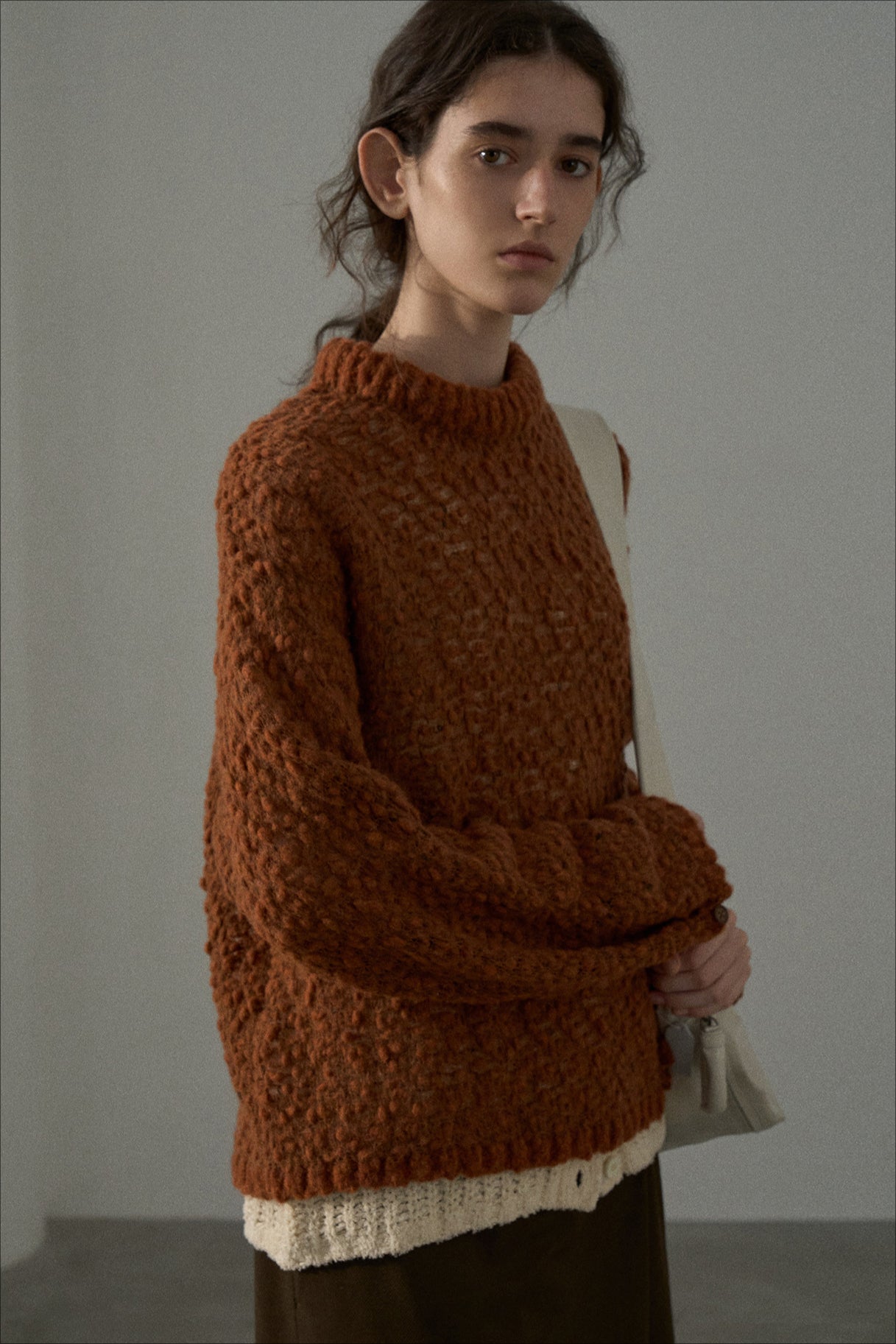 Textured Breathable Bean Yarn Knit Sweater image 2