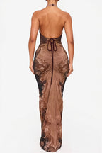 Lace Pattern Halter Backless Maxi Dress image 3