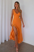 V-Neck Ruffled Hem Bodycon Maxi Dress image 1