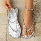 Ines Toe-Loop Sandals detail view styled for Avrienne