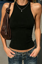 Metal Chain Backless Casual Tank Top image 3