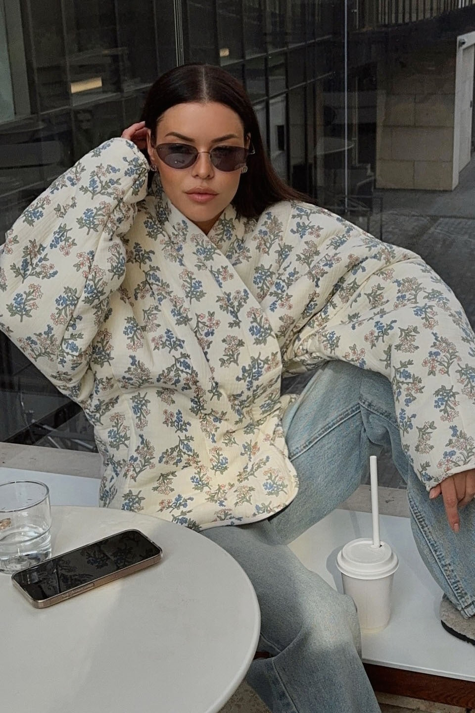 Vintage Floral Print Quilted Coat image 1