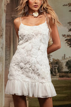 Chic Chiffon Floral Applique Cami Layered Mini Dress image 3