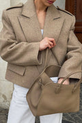 Vintage Solid Wool Blazer Wide-Collar Short Coat image 1