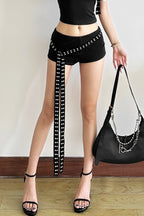 Chic Asymmetric Shoulder Slim Shorts Two Piece Set image 7