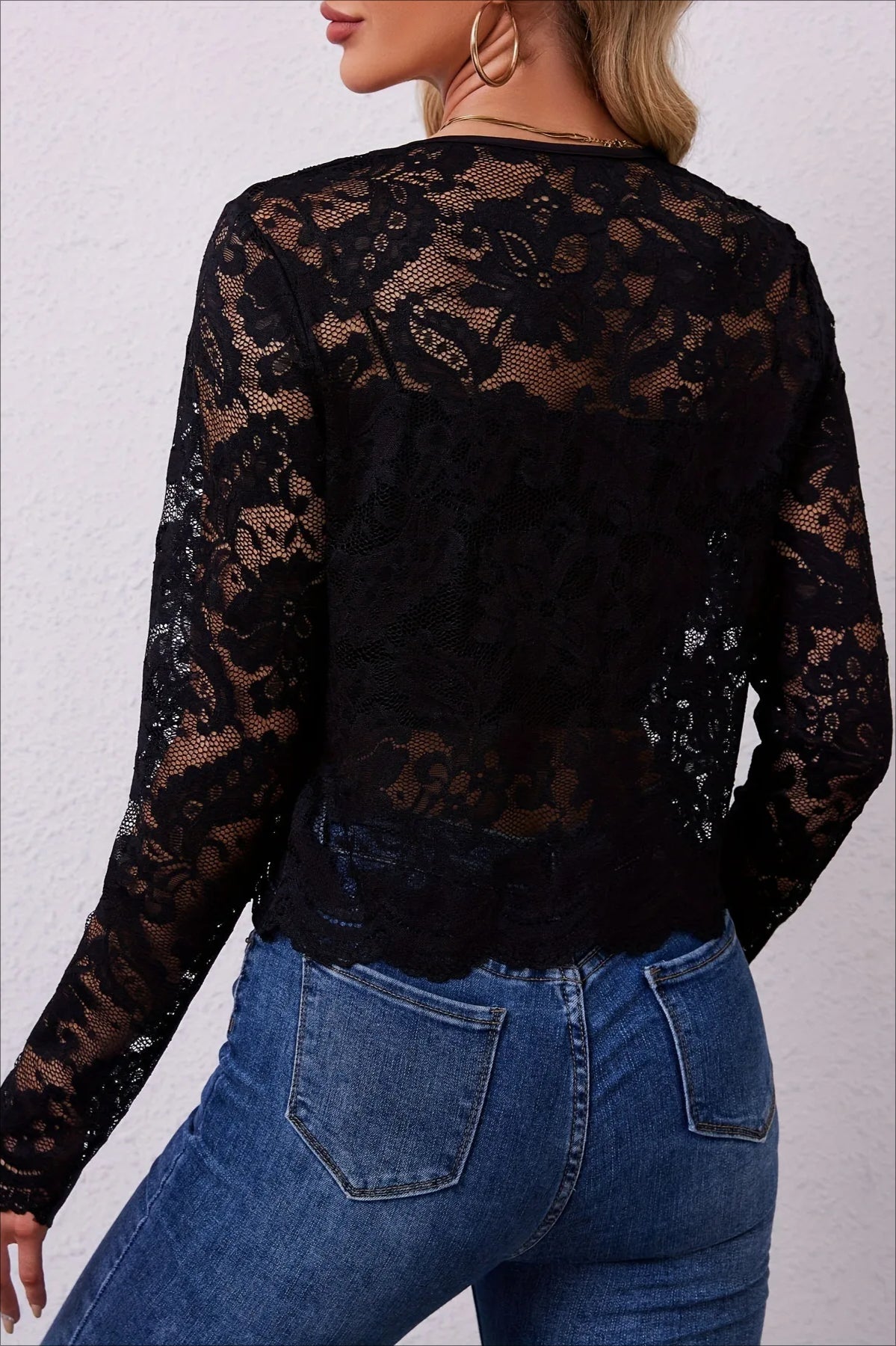 Lace See-Through Long Sleeve Cardigan image 11