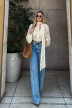 Elegant Tie Sheer Lace Long Sleeve Blouse image 5
