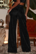 Suede Relaxed Button Straight Wide Leg Pants image 7