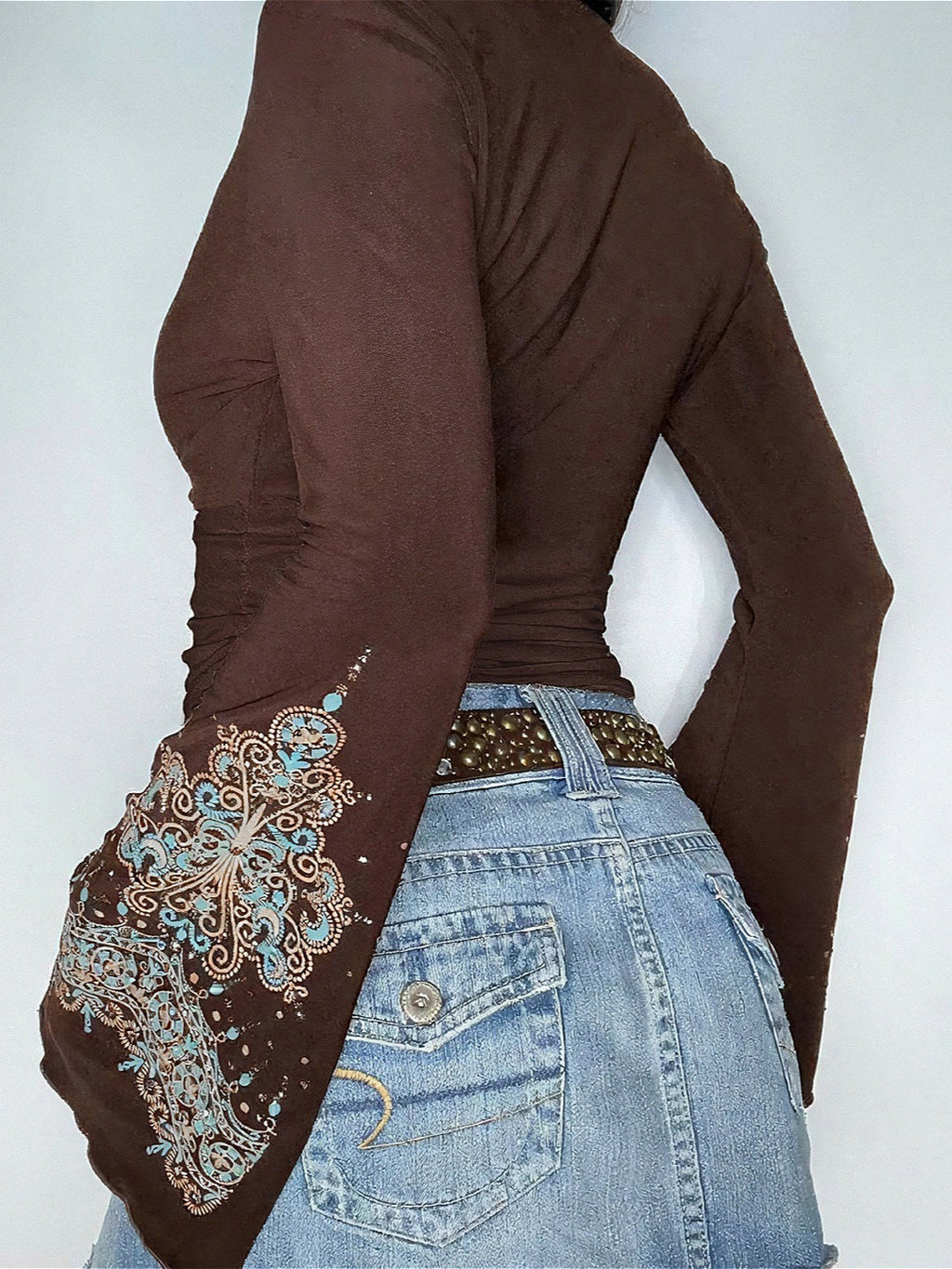 Vintage V Neck Printed Long Sleeve Long Sleeve Tee image 4