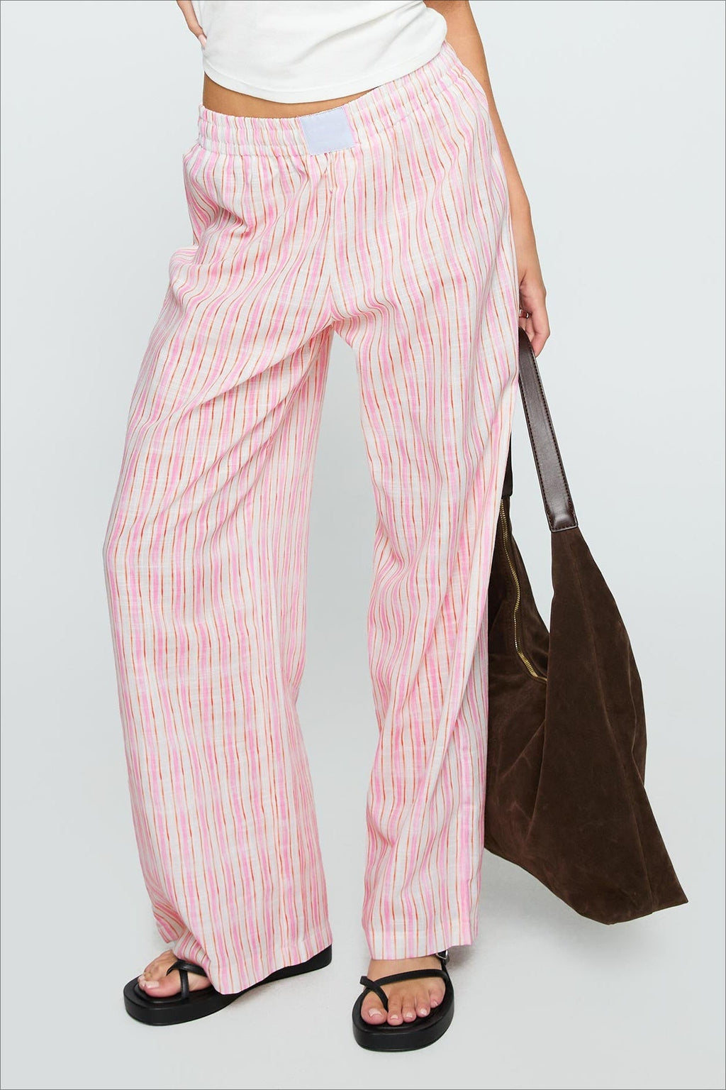 Colorblock Striped Wide-Leg Relaxed Pants image 1