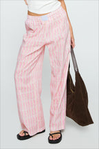 Colorblock Striped Wide-Leg Relaxed Pants image 1